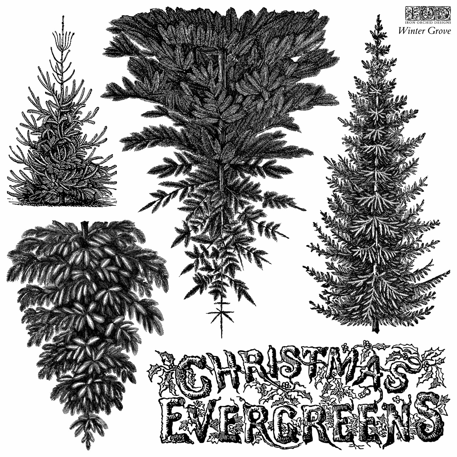 Winter Grove 12 x12 IOD Stamp